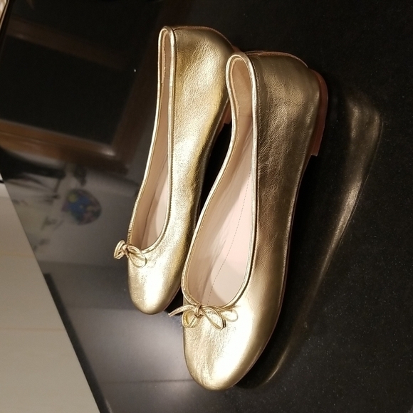 💕ANINE BING💕 Ballerinas ~ Leather Ballerina Flats Gold 39 NWOT - Picture 11 of 15